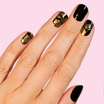 Carica l'immagine nel visualizzatore di Gallery, Smalto adesivo colore nero e disegni di fiori dorati