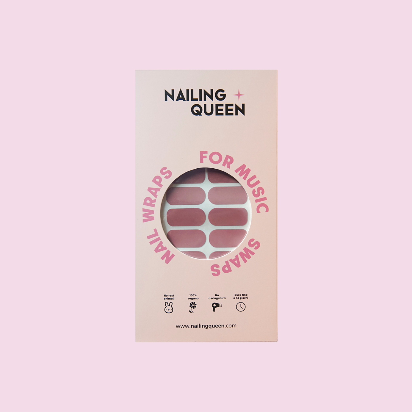 Package di smalto adesivo  Set di 20 nail wraps colore rosa chiaro
